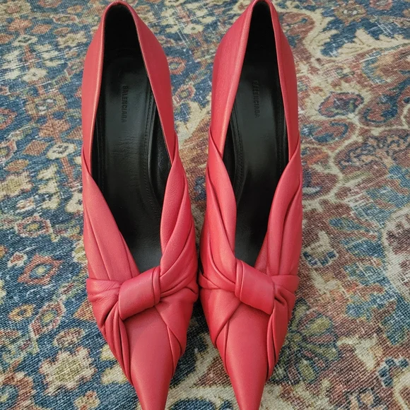 Balenciaga Red Leather Heels Size 39 - Picture 2 of 5